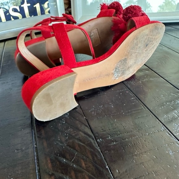 Banana Republic Pom-pom red sandals, size 5 - Picture 6 of 7